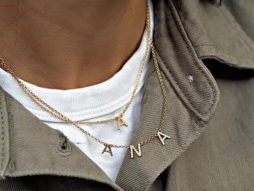 Collar Inicial Oro 18k Circonitas