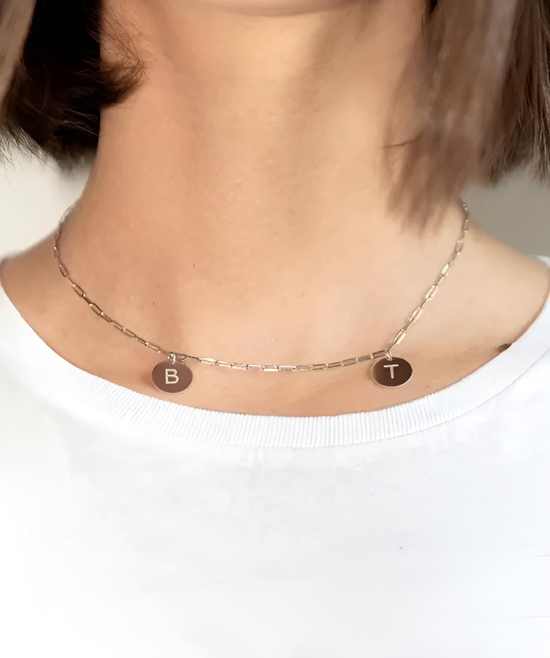 Collar Medallas 2 Iniciales Plata