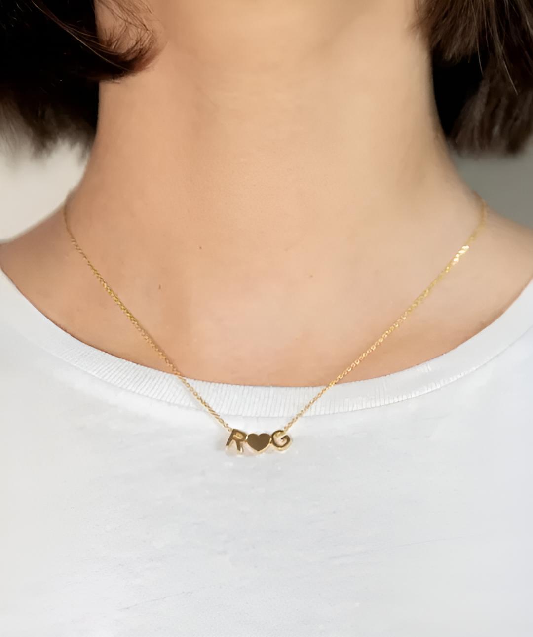 18k Gold Initial Heart Necklace