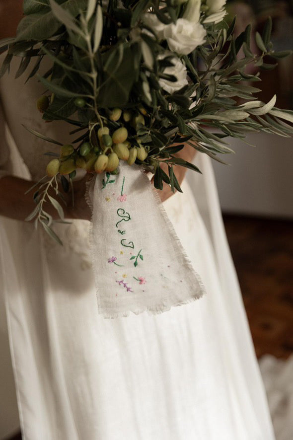 Embroidered Bridal Bouquet Ribbon
