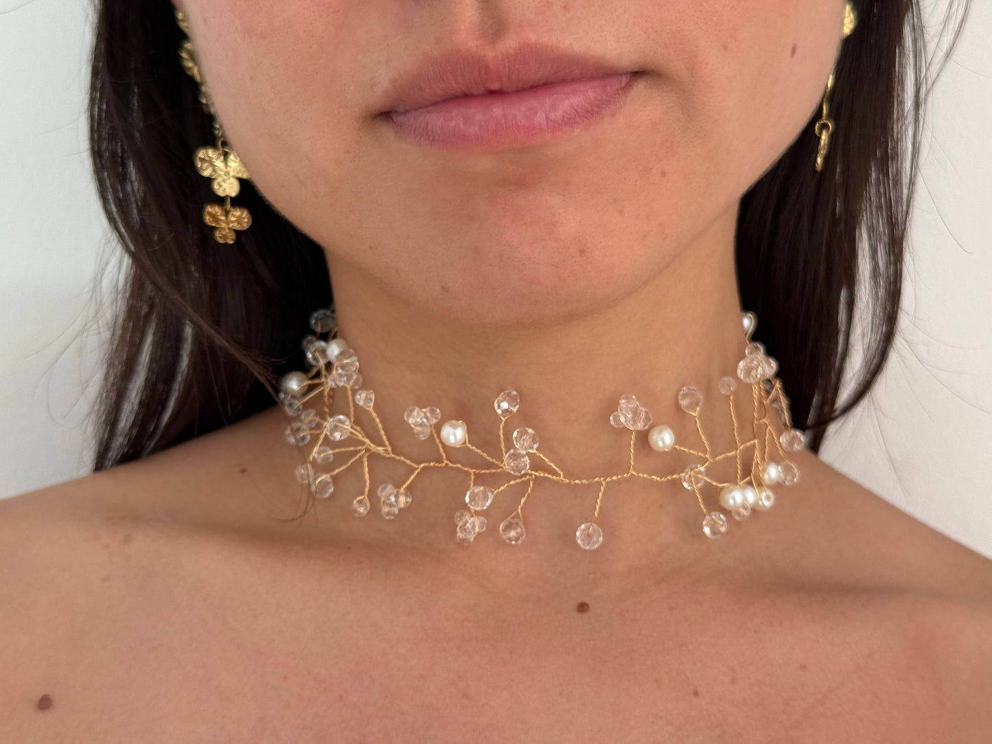 Chocker Rama Flor Perlas