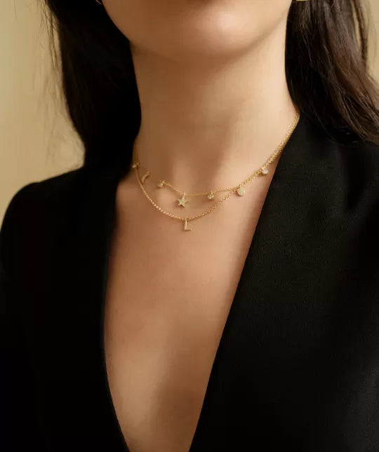 Collar 7 Charms Circonita Oro