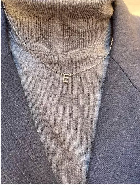 Initial Necklace Silver Zirconia