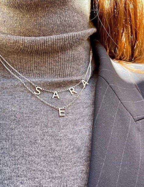 Initial Necklace Silver Zirconia