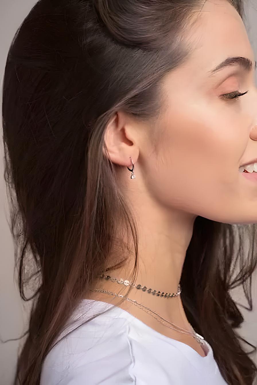 Pendientes Hoop Circonita Plata