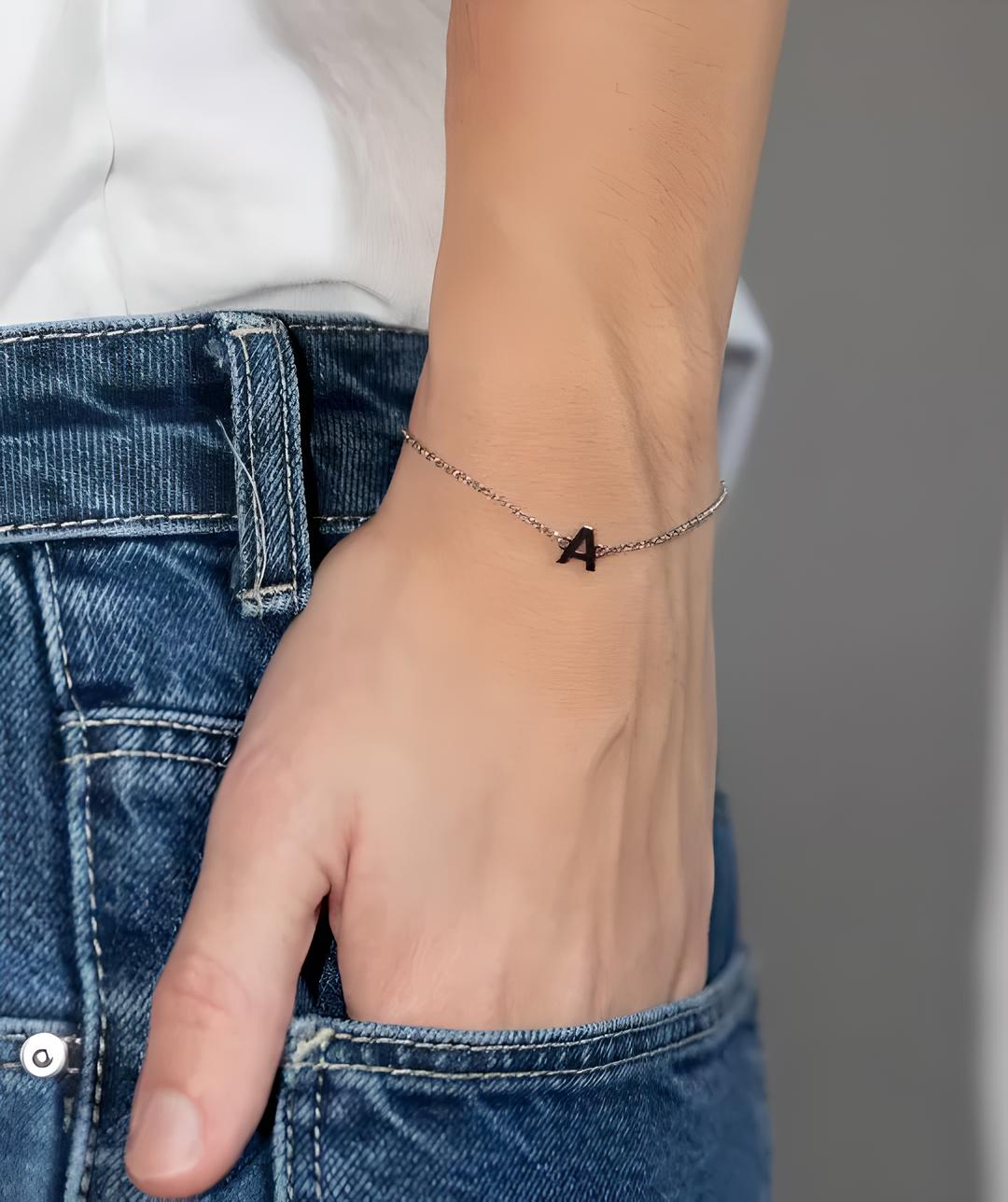 Pulsera Cadena Inicial Plata