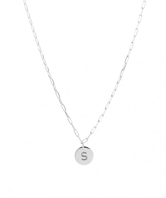 Necklace Medal 1 Initial Silver