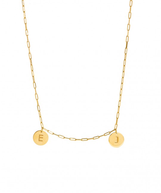 Necklace Medal 2 Initials Gold