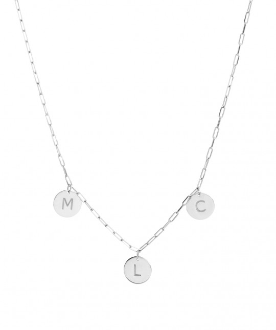 Necklace Medals 3 Initials Silver