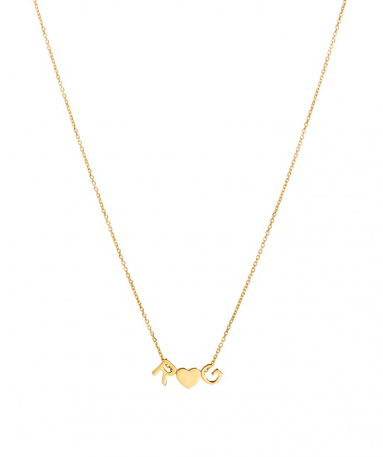 18K Gold Heart Initials Necklace