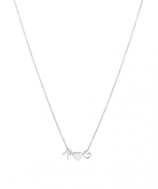Silver Heart Initials Necklace