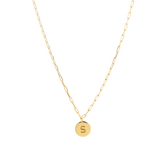 Necklace Medal 1 Initial Gold