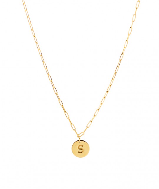 Necklace Medal 1 Initial Gold