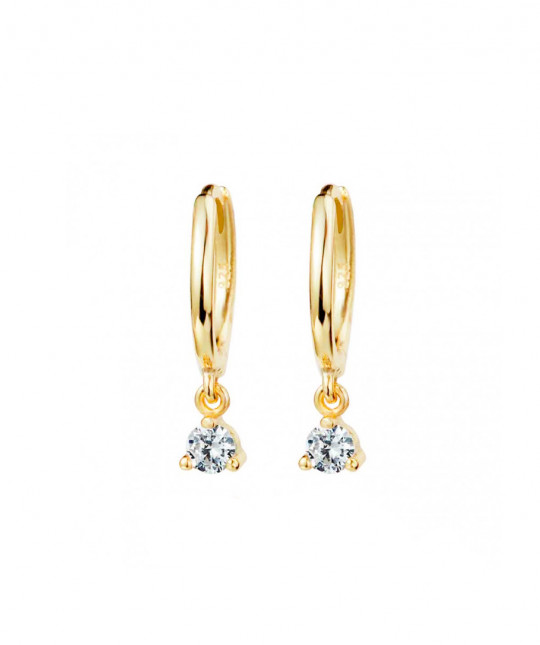 Gold Zirconia Hoop Earrings