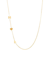 Double Initial Heart Necklace Gold Plated