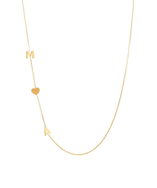 Collar Doble Inicial Corazón Baño Oro