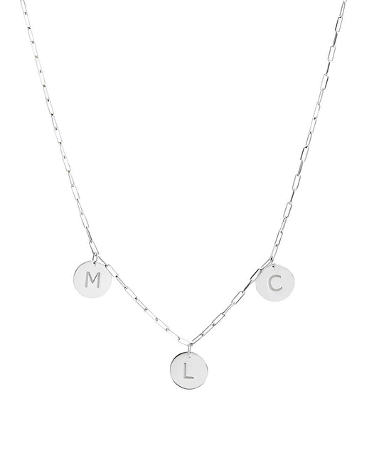 Collar Medallas 3 Iniciales Plata