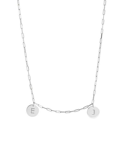 Collar Medallas 2 Iniciales Plata