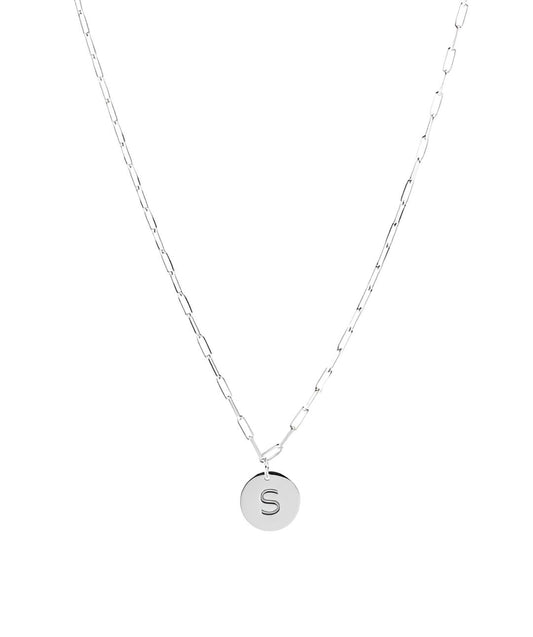 Collar Medalla 1 Inicial Plata