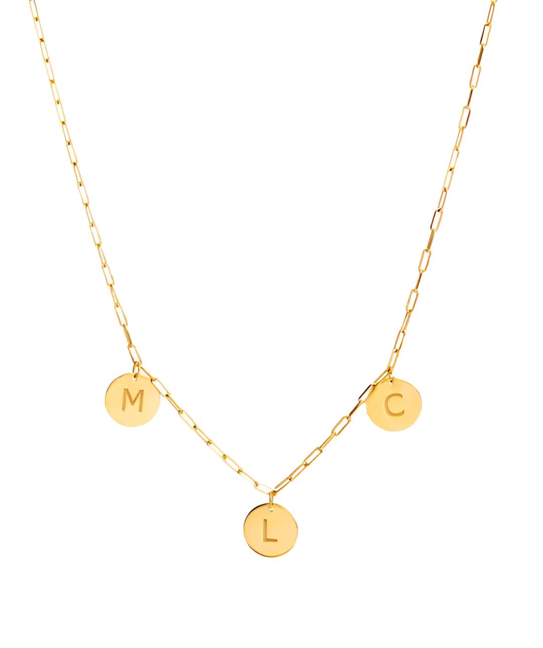 3 Initials Gold Medal Necklace