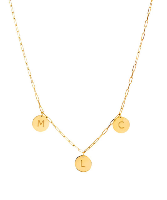 Collar Medalla 3 Iniciales Oro