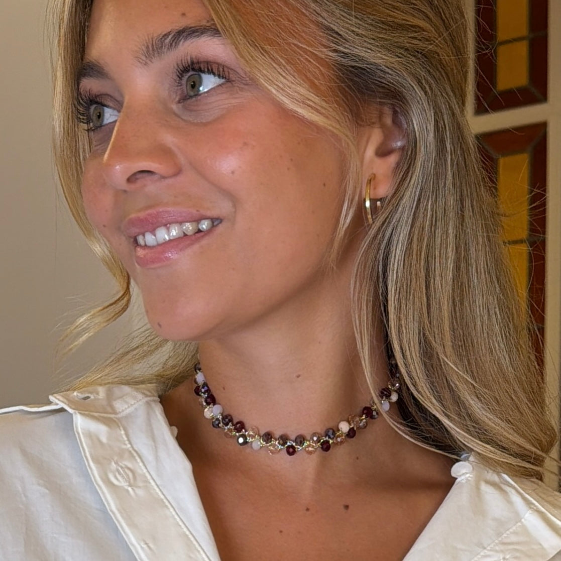 Collier Tresse Bordeaux