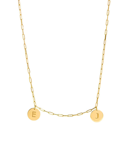 Collar Medalla 2 Iniciales Oro