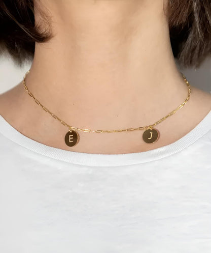 Collar Medalla 2 Iniciales Oro