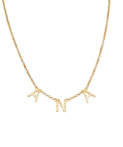 Collar Nombre Oro 18k Circonitas