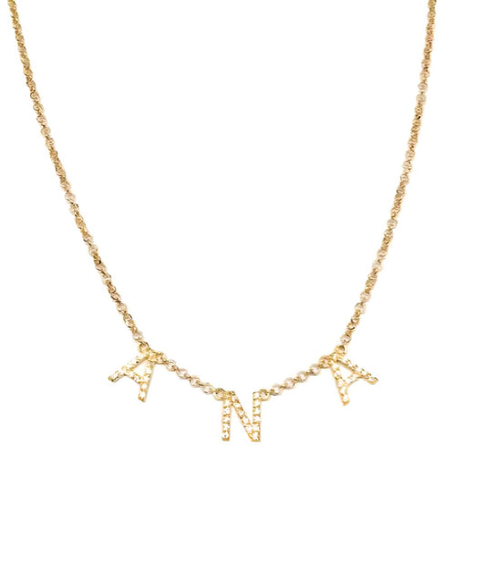 Collar Nombre Oro 9k Circonitas