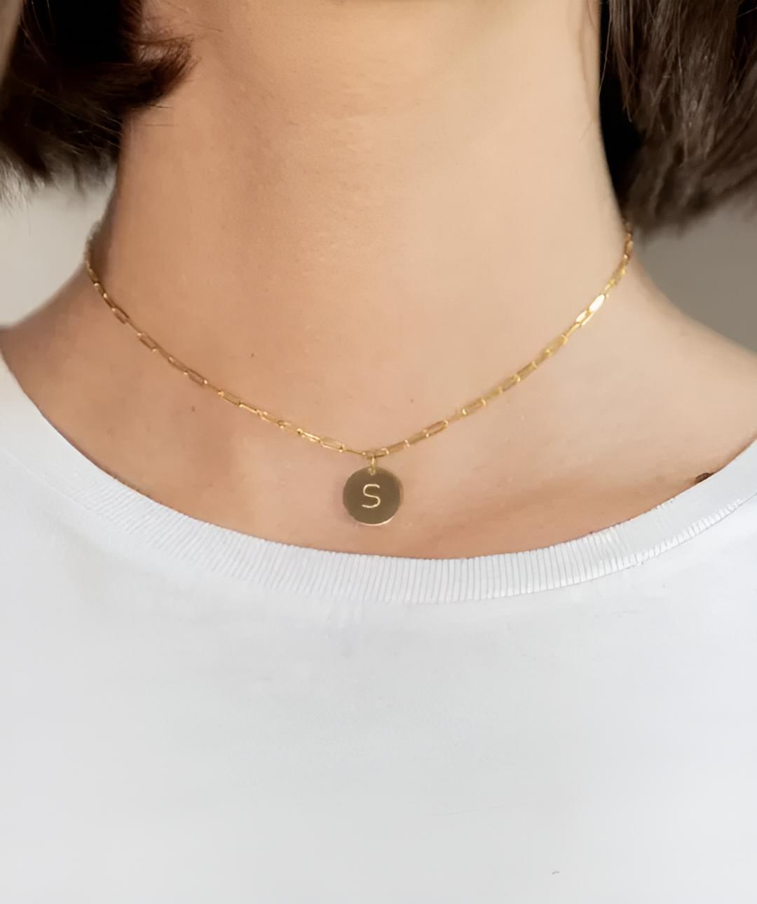 1 Initial Gold Medal Necklace