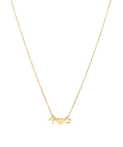 Collar Iniciales Corazón Oro 18k