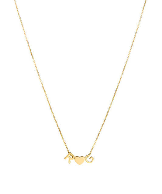 Collar Iniciales Corazón Baño Oro