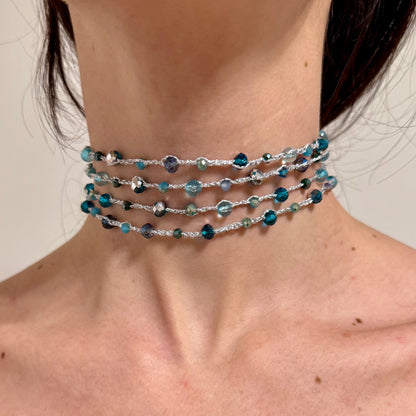 Collar Borlas Azul y Plata *preorder