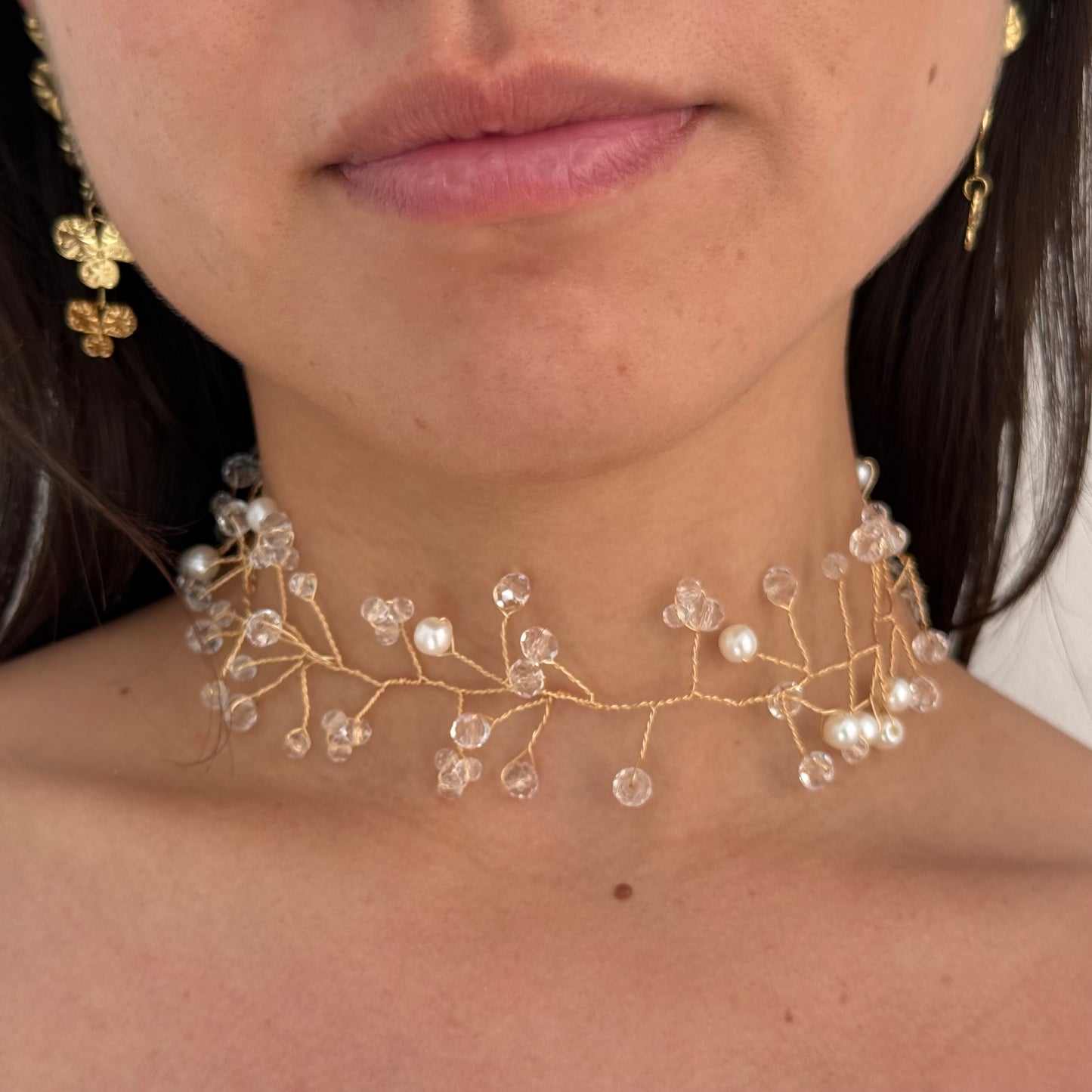 Chocker Rama Flor Perlas