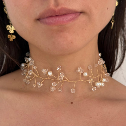 Chocker Rama Flor Perlas