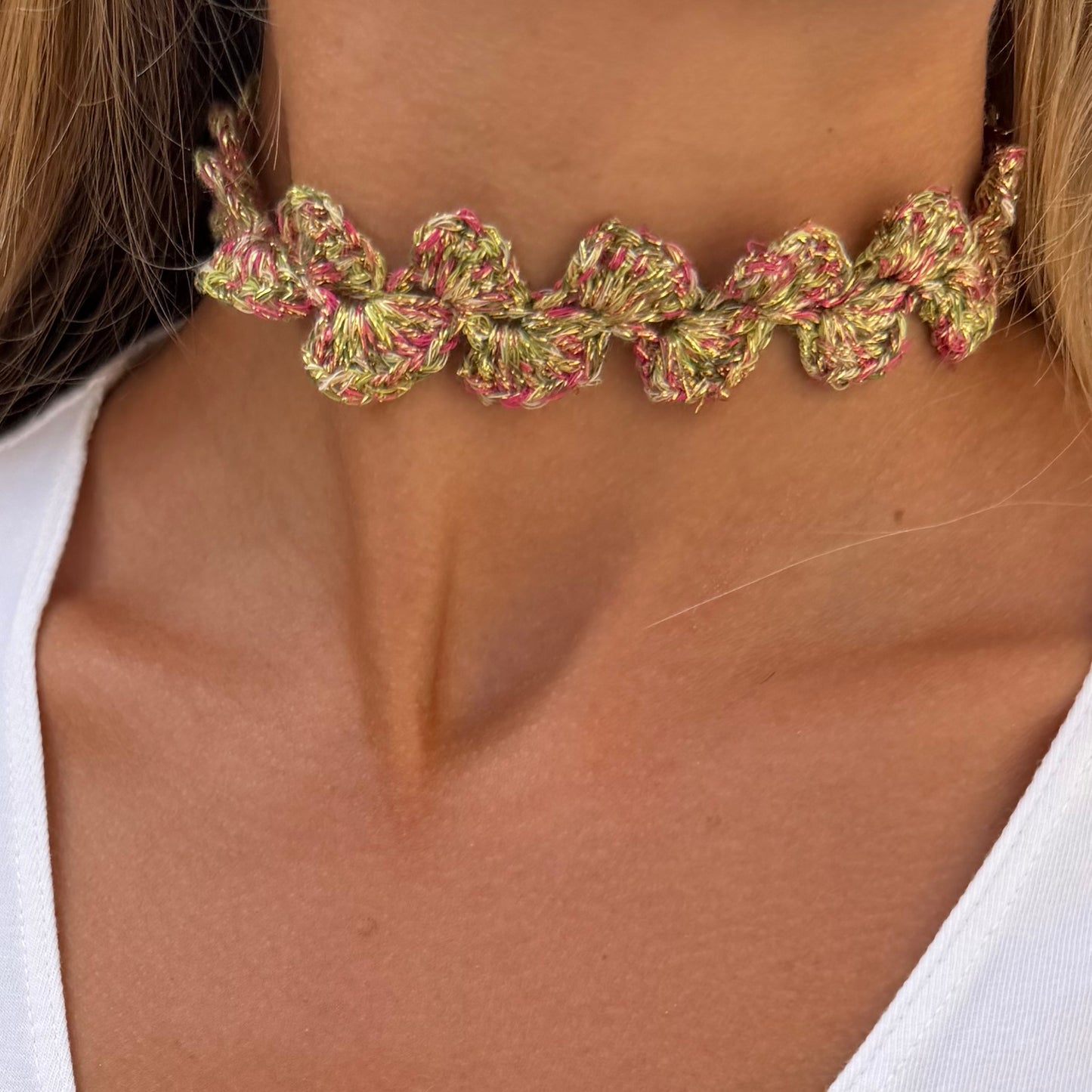 Fyla Green and Pink Choker *preorder