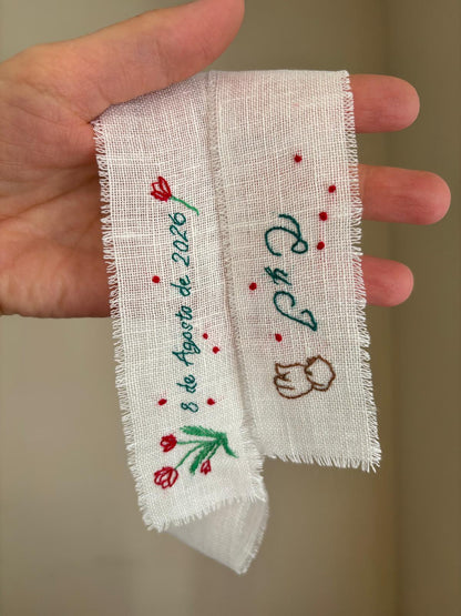 Embroidered Bridal Bouquet Ribbon