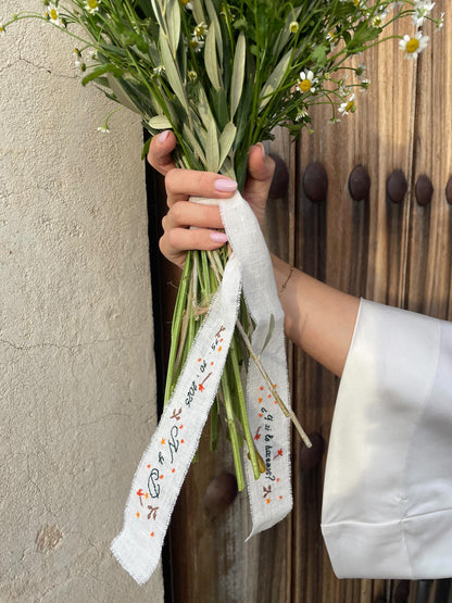 Embroidered Bridal Bouquet Ribbon