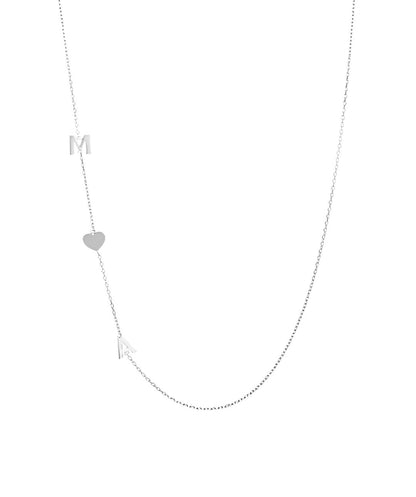 Collar Doble Inicial Corazón Plata