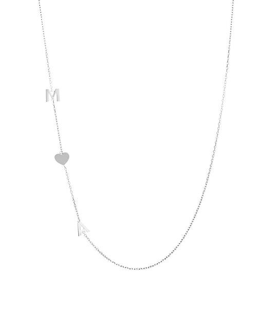 Collar Doble Inicial Corazón Plata