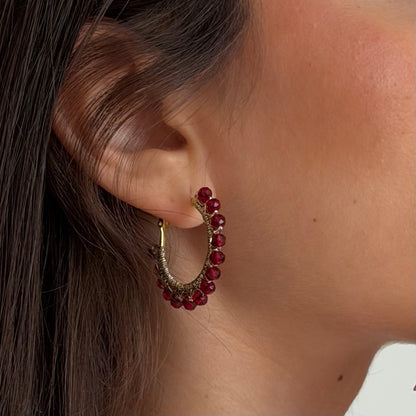 Pendientes Borlas Burdeos