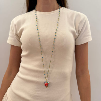 Collar Corazón Rojo y Azul