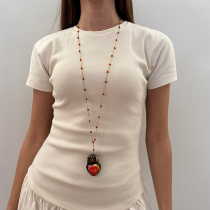 Collar Corazón Rojo y Negro