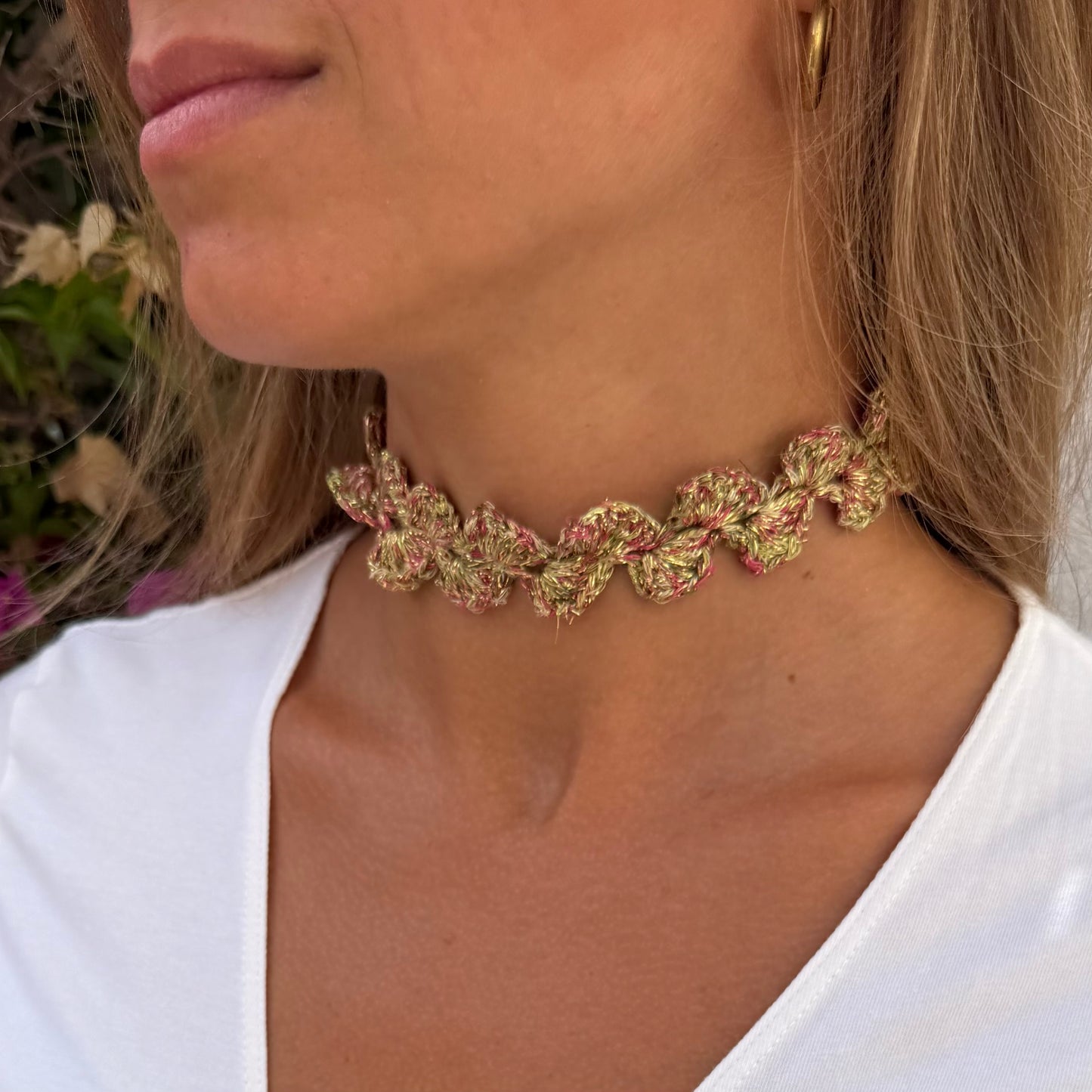 Fyla Green and Pink Choker *preorder