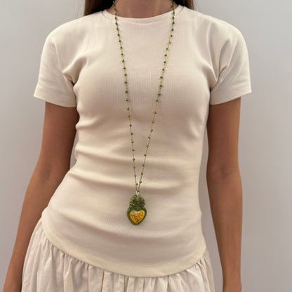 Collar Corazón Verde y Amarillo