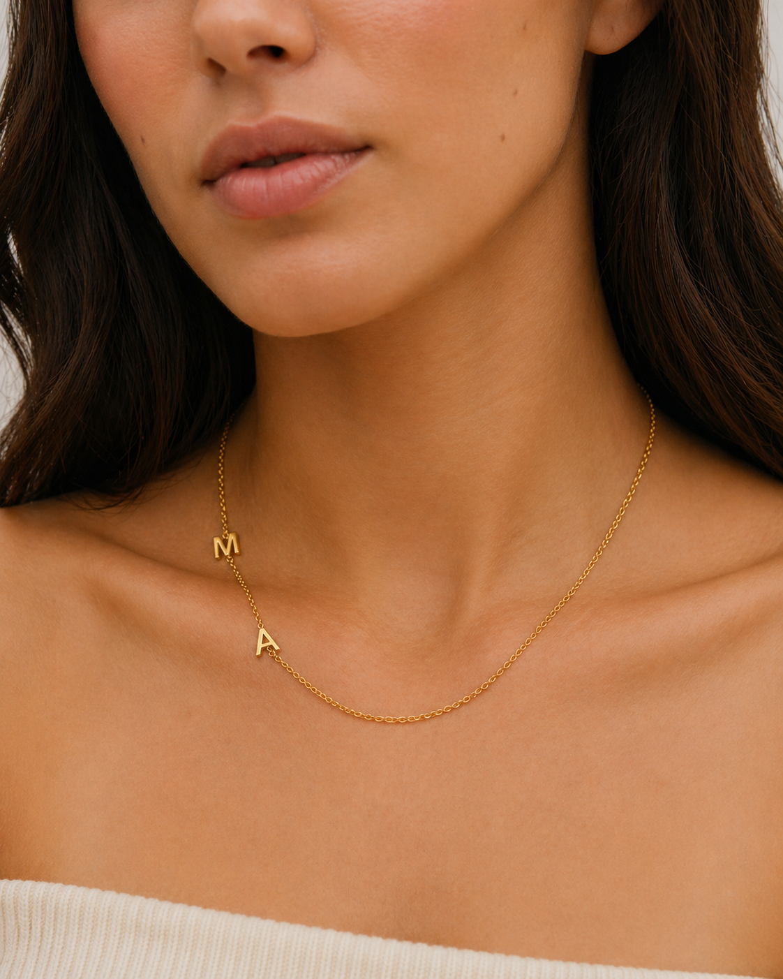 Collar Doble Inicial Baño Oro