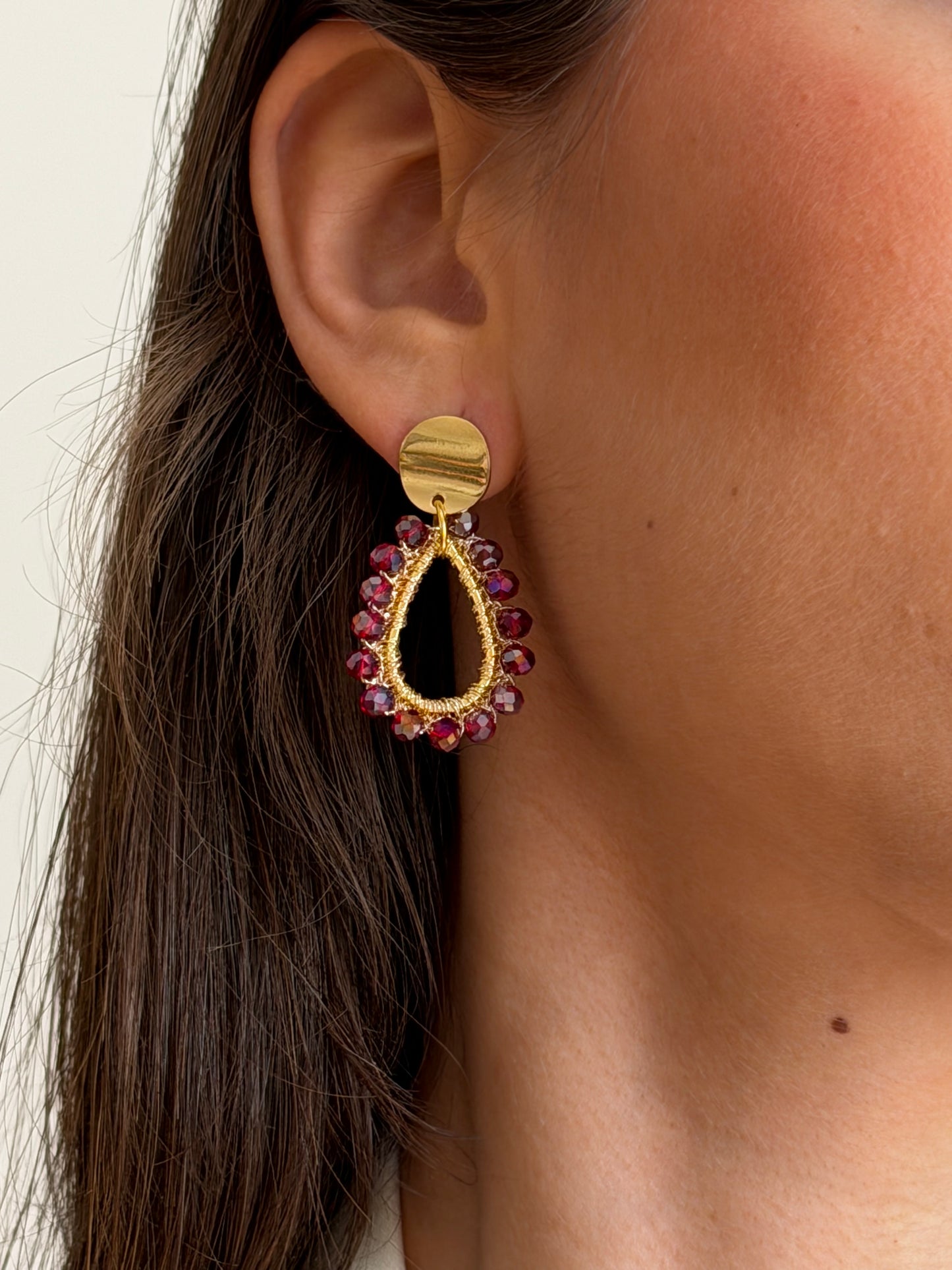 Pendientes Drop Burdeos
