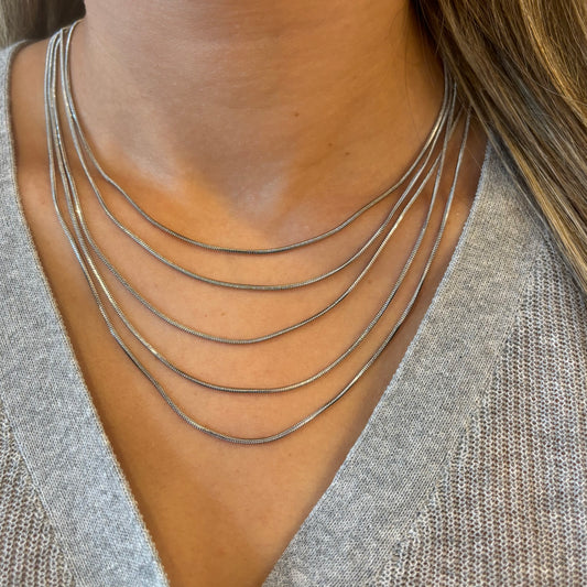 Five Silver Chain Necklace