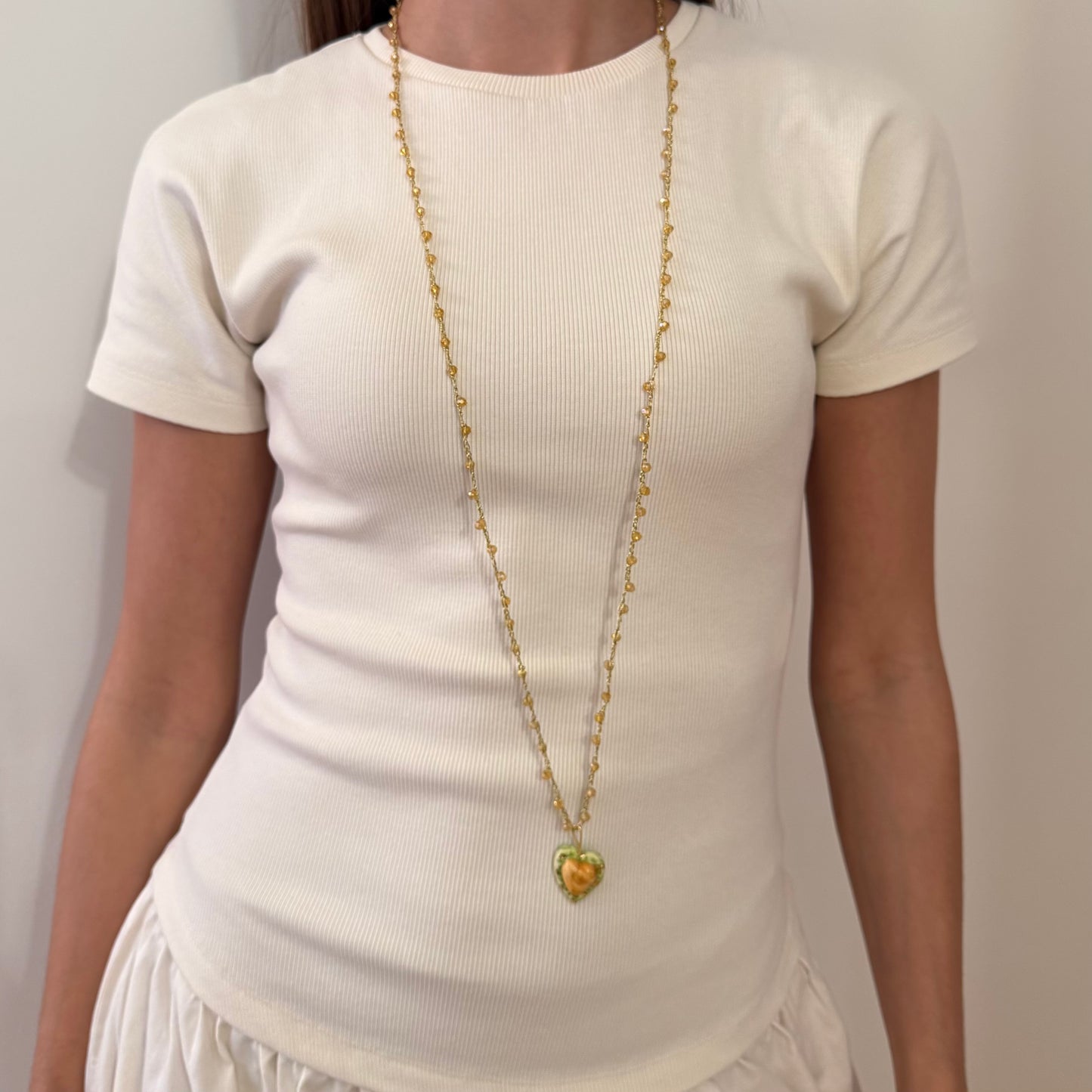 Collar Corazón Naranja y Verde